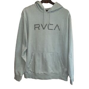 RVCA Graphic Hoodie Mens L Green Pullover Sweatshirt Casual Streetwear‎ W/ Flaw